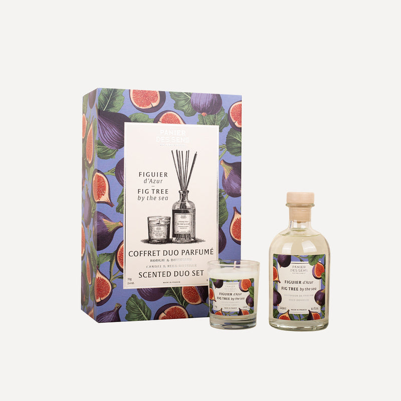 Scented Candle + Fig Fragrance Diffuser Gift Set - France Fig Tree by the Sea