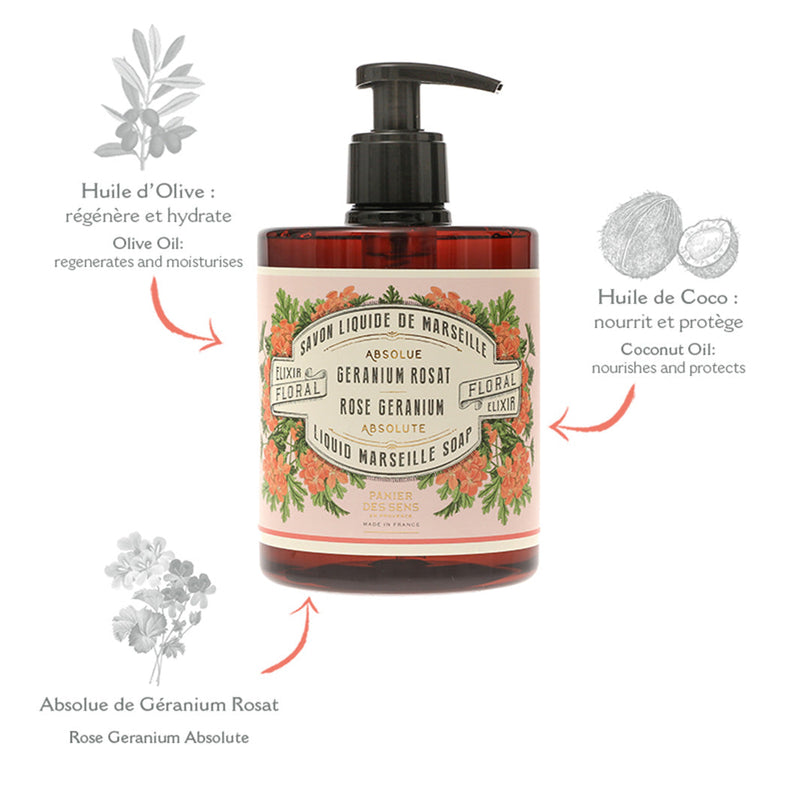 Liquid Marseille Soap - Rose Geranium savon liquide de Marseille 500ml